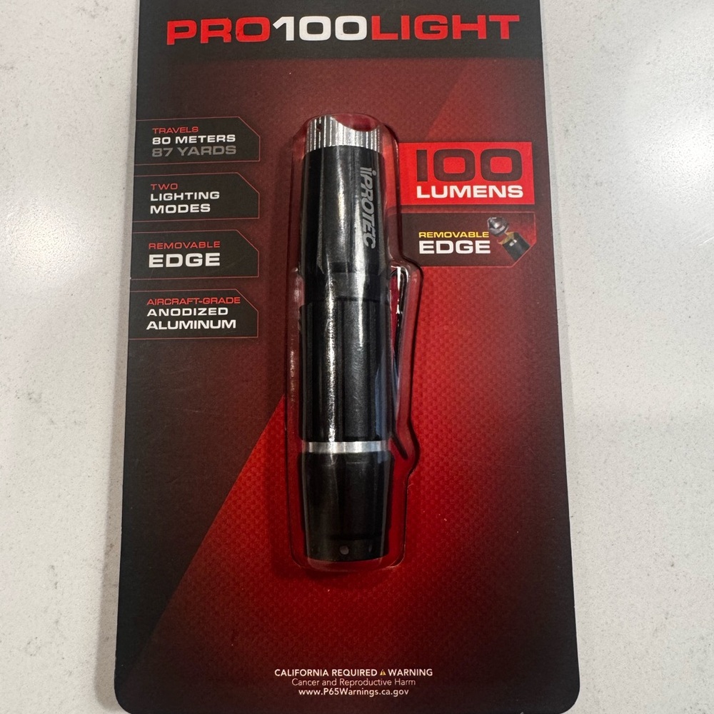 PRO100LIGHT Black Flashlight edc self defense camping led strobe